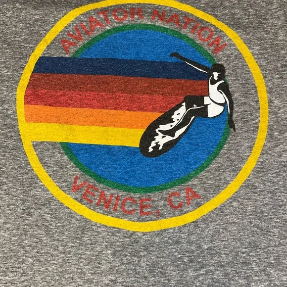 Aviator Nation Signature Gray Tee Venice, California Size Medium - Picture 4 of 8